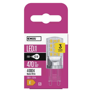 Emos Classic JC 4W G9 neutrálna biela ZQ9545 - LED žiarovka