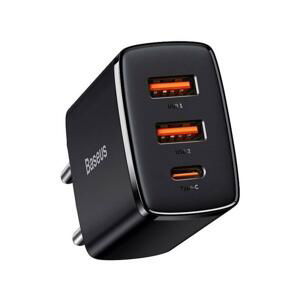 Baseus Compact Quick Charger 30W 30W čierny USB-C+2xUSB CCXJ-E01 - Univerzálny USB adaptér