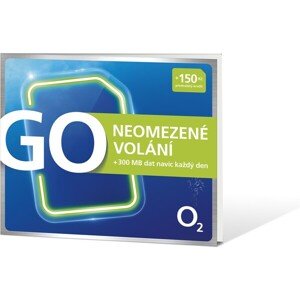 Predplatená SIM karta O2 s kreditom 150 Kč, neobmedzené volanie + 300 MB za 25 Kč/deň