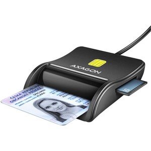 AXAGON CRE-SM3SD, USB-A FlatReader 4-slot čítačka Smart card (eObčanka) + SD/microSD/SIM, kábel 1.3
