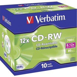 VERBATIM CD-RW(10 ks)Jewel/High Speed/8x-12x/DLP/700MB