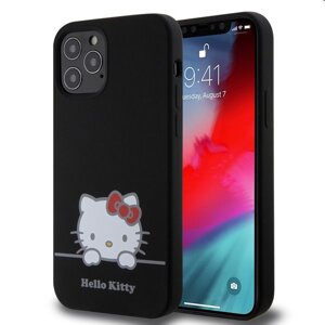 Zadný kryt Hello Kitty Liquid Silicone Daydreaming Logo pre Apple iPhone 12/12 Pro, čierne 57983116910