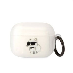 Karl Lagerfeld 3D Logo NFT Choupette TPU obal pre Apple AirPods Pro, biely