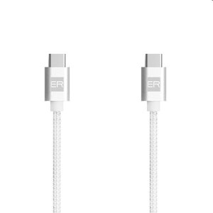 ER POWER Dátový a nabíjací kábel USB-C/USB-C, 5A, 2 m, biely ERPWCC5AP200-WH