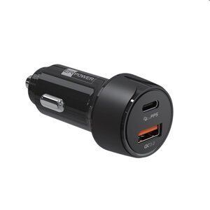 ER POWER Autonabíjačka s USB-C/USB-A PD, QC, 30W, čierna ERPW30PDC2-BK