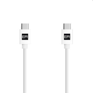 ER POWER Dátový a nabíjací kábel USB-C/USB-C, 3A, 2 m, biely ERPWCC3A200-WH