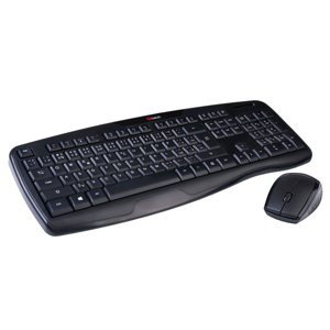 Bezdrôtový set klávesnice a myši C-TECH WLKMC-02 Ergo, CZ/SK rozloženie, čierny