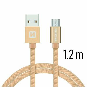 Dátový kábel Swissten textilný s Micro-USB konektorom a podporou rýchlonabíjania, Gold 71522204