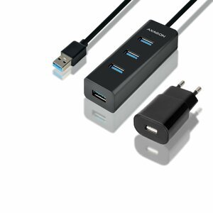 AXAGON HUE-S2BL 4x USB 3.0 hub s podporou rýchlonabíjania + sieťový adaptér