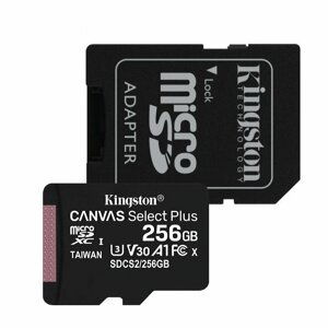 Kingston Canvas SeIect Plus Micro SDXC 256GB + SD adaptér, UHS-I A1, Class 10 - rýchlosť 100/85 MB/s