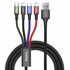 BASEUS Fast 4v1 nabíjací kábel pre Lightning (2 ×), Type-C, Micro USB 3,5 A/1,2 m, čierna CA1T4-A01