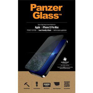 Ochranné temperované sklo PanzerGlass Case Friendly AB s privátnym filtrom pre Apple iPhone 13 Pro Max, čierne PROP2746