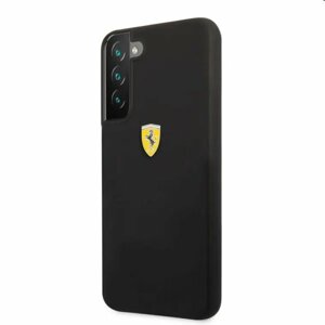 Puzdro Ferrari Liquid Silicone Metal Logo pre Samsung Galaxy S22 Plus, čierne 57983107867