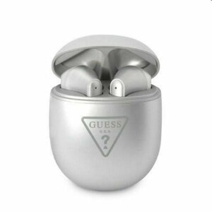 Guess True Wireless Triangle Logo Stereo Earphones, strieborné