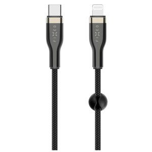 FIXED Dátový a nabíjací opletený kábel USB-C/Lightning MFI, PD, 1,2 m, čierny FIXDB-CL12-BK