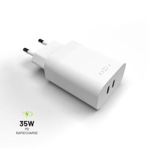 FIXED Sieťová nabíjačka s 2x USB-C, PD, 35W, biela FIXC35-2C-WH