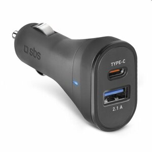 SBS Autoadaptér USB/USB-C, 2,1 A/3,1 A, čierna TECRTC1USB2AUL