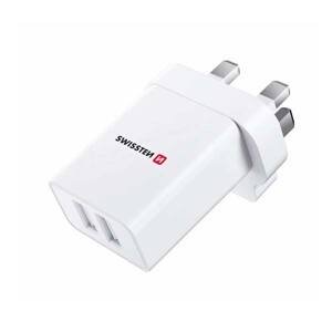 Swissten sieťový adaptér 2x USB 10,5W pre UK zásuvku, biely 22045100