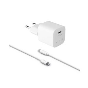 FIXED Mini charger set with USB-C output andUSB-C/Lightning, PD, MFI, 1 m, 20W, white - OPENBOX (Rozbalený tovar s plnou FIXC20M-CL-WH