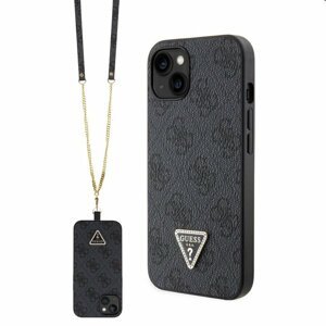 Puzdro Guess PU 4G Strass Triangle Metal Logo + Crossbody popruh pre iPhone 15. black 57983116654