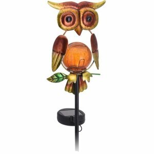 Solárna lampa Owl červená, 12 x 6 x 54 cm