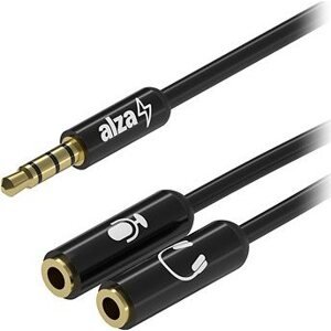 AlzaPower 3.5mm Jack 4P-TRRS (M) to 2x 3.5mm Jack (F) 0.15m čierny