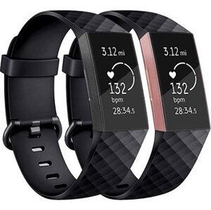 BStrap Silicone Diamond na Fitbit Charge 3/4 black, veľkosť S