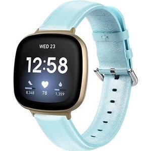 BStrap Leather Lux pro Fitbit Versa 3, light blue