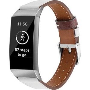 BStrap Leather Italy na Fitbit Charge 3/4 white, veľkosť L