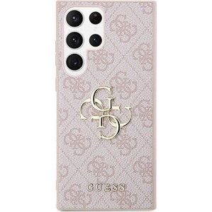 Guess PU 4G Metal Logo Zadný Kryt na Samsung Galaxy S24 Ultra Pink