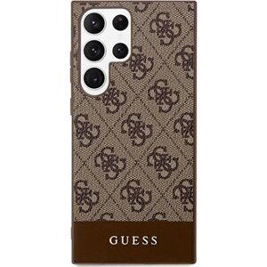 Guess PU 4G Stripe Zadný Kryt na Samsung Galaxy S24 Ultra Brown