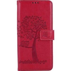 TopQ Pouzdro Xiaomi Redmi Note 12 knížkové Tmavě růžový strom sovičky 111683