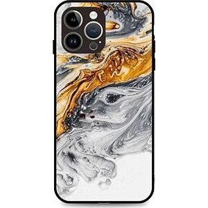 TopQ Kryt LUXURY iPhone 14 Pro pevný Marble šedo-zlatý 111289