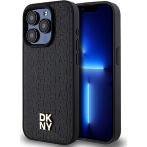 DKNY PU Leather Repeat Pattern Stack Logo Magsafe Zadný Kryt na iPhone 12/12 Pro Black