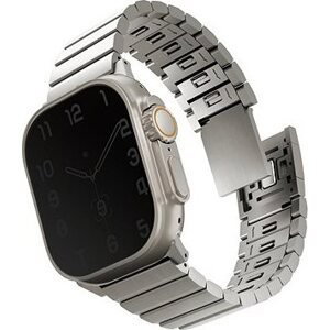 Uniq Strova Mag článkový oceľový na Apple Watch 49/45/44/42mm, Titanium (Silver)