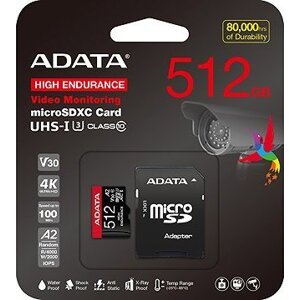 ADATA MicroSDXC 512 GB High Endurance + SD adaptér