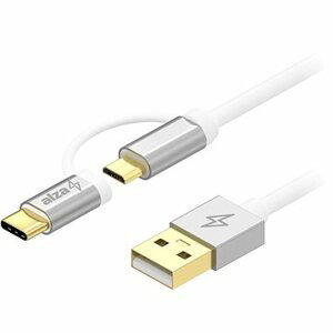 AlzaPower AluCore 2in1 USB-A to Micro USB/USB-C 1m biely
