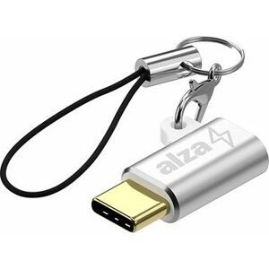 AlzaPower USB-C (M) to Micro USB (F) Keychain strieborná