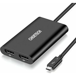 ChoeTech Thunderbolt 3 Type-C to Dual DisplayPort (DP) Adaptér Black