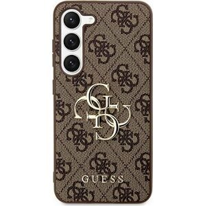 Guess PU 4G Metal Logo Zadný Kryt na Samsung Galaxy S23+ Brown