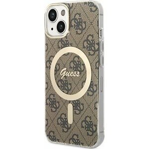 Guess 4G IML MagSafe Kompatibilný Zadný Kryt na iPhone 14 Brown