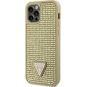 Guess Rhinestones Triangle Metal logo kryt pre iPhone 12 / 12 Pro Gold