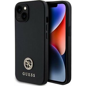 Guess PU 4G Strass Metal Logo Zadný Kryt pre iPhone 15 Black