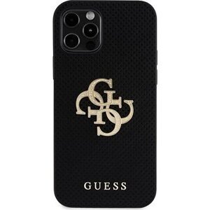 Guess PU Perforated 4G Glitter Metal Logo Zadný Kryt na iPhone 12/12 Pro Black