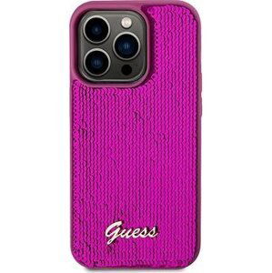 Guess Sequin Script Logo Zadný Kryt na iPhone 14 Pro Magenta