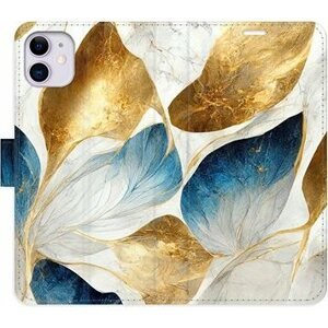 iSaprio flip puzdro GoldBlue Leaves na iPhone 11