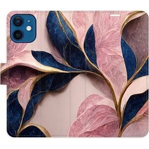 iSaprio flip puzdro Pink Leaves pre iPhone 12 mini