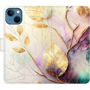 iSaprio flip pouzdro Gold Leaves 02 pro iPhone 13