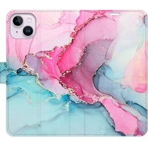 iSaprio flip pouzdro PinkBlue Marble pro iPhone 14 Plus