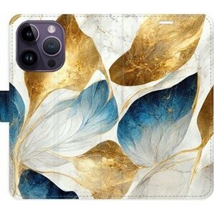 iSaprio flip puzdro GoldBlue Leaves pre iPhone 14 Pro